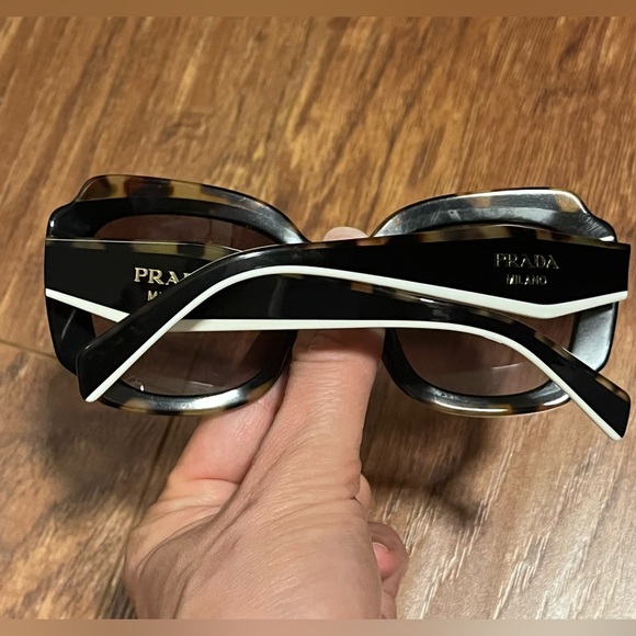 PRADA | Women's Black and Tortoise Shell Sunglasses with White accents - Picture 8 of 12